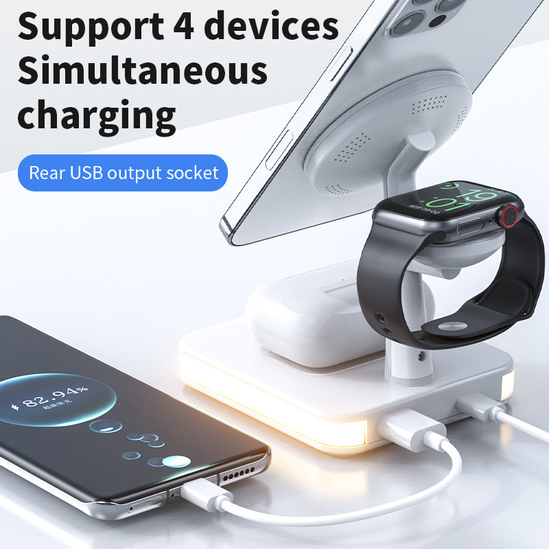 4-in-1 Magnetic Wireless Charging Station with LED Light – Fast Charging Dock for iPhone, Air Pods & Apple Watch