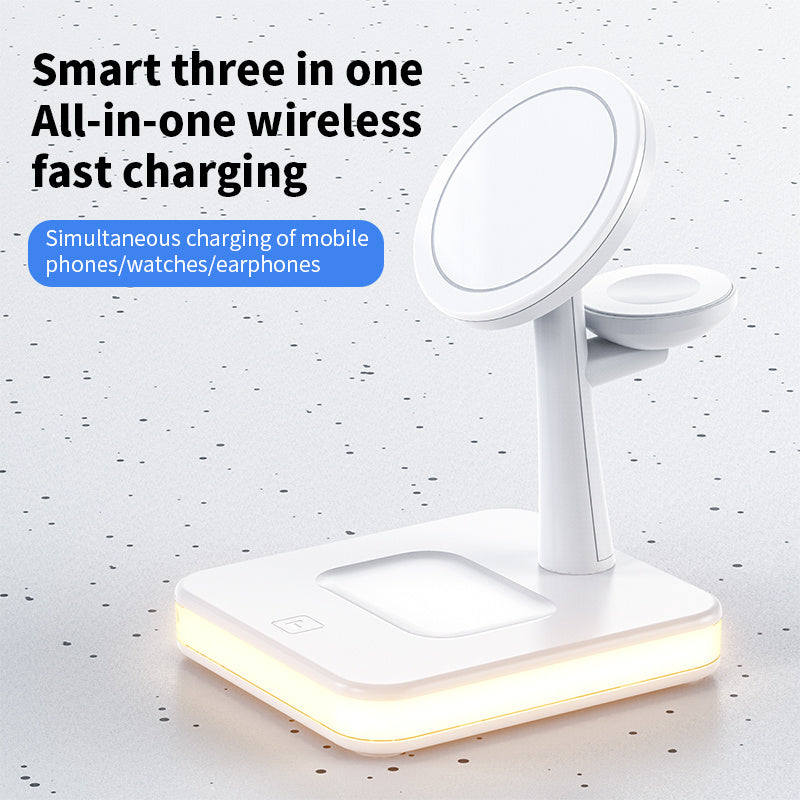 4-in-1 Magnetic Wireless Charging Station with LED Light – Fast Charging Dock for iPhone, Air Pods & Apple Watch