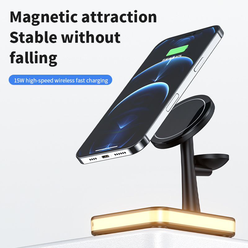 4-in-1 Magnetic Wireless Charging Station with LED Light – Fast Charging Dock for iPhone, Air Pods & Apple Watch