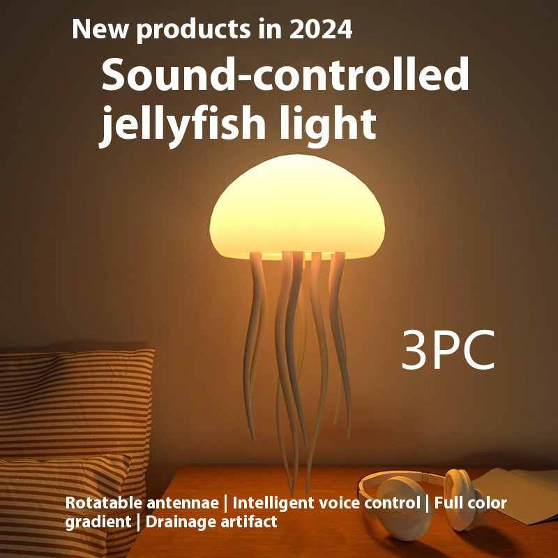Sound-Controlled Jellyfish Mood Lamp – LED Night Light for Bedroom, Home Decor & Relaxation