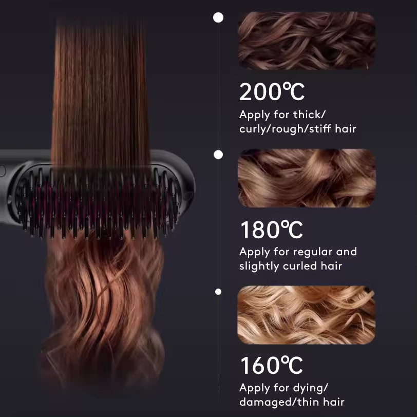 2-in-1 Wireless Hair Straightener Brush – Portable Ionic Comb for Smooth & Shiny Hair