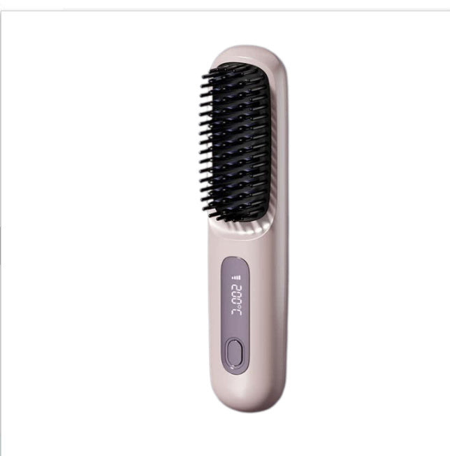 2-in-1 Wireless Hair Straightener Brush – Portable Ionic Comb for Smooth & Shiny Hair