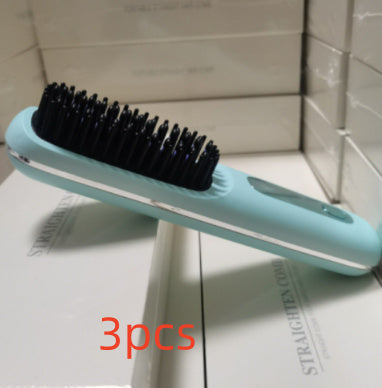 2-in-1 Wireless Hair Straightener Brush – Portable Ionic Comb for Smooth & Shiny Hair