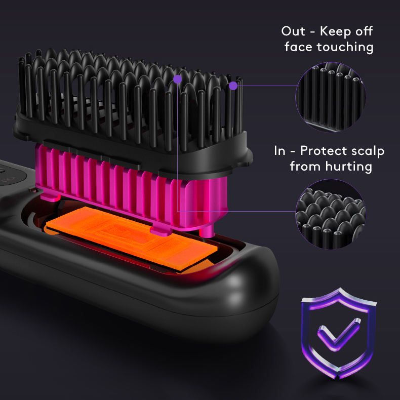 2-in-1 Wireless Hair Straightener Brush – Portable Ionic Comb for Smooth & Shiny Hair