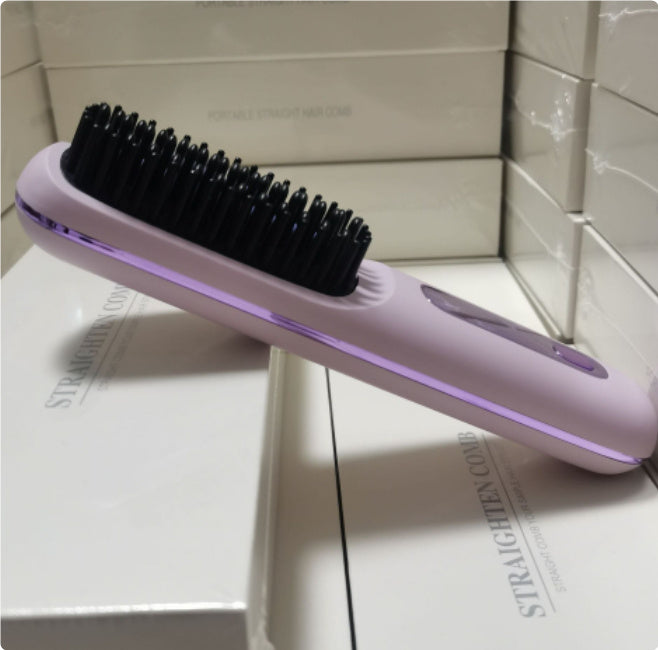 2-in-1 Wireless Hair Straightener Brush – Portable Ionic Comb for Smooth & Shiny Hair