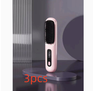 2-in-1 Wireless Hair Straightener Brush – Portable Ionic Comb for Smooth & Shiny Hair
